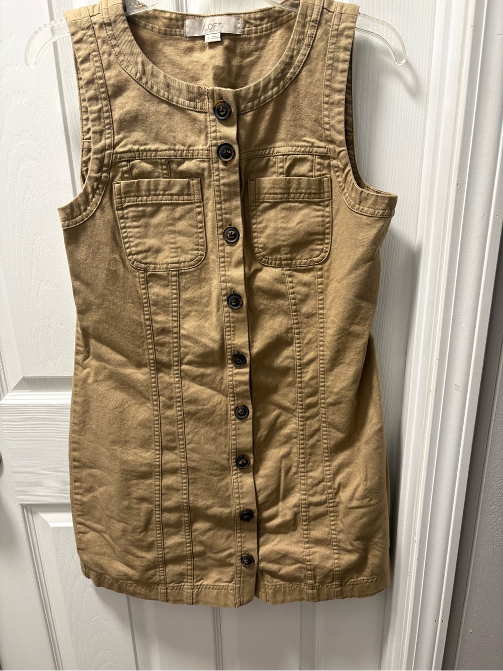 LOFT Sleeveless Utility Dress in Tan